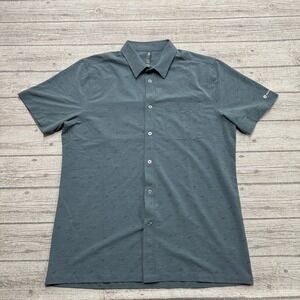 Vuori Shirt Men's Large Blue Short Sleeve Button Down Athleisure Outdoor Preppy
